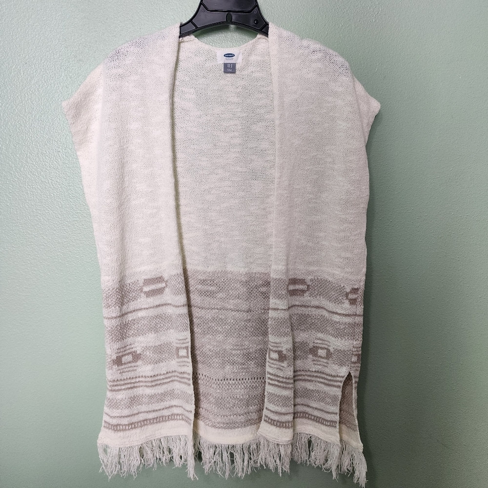 Women's Old Navy Sleeveless Mid Weight Fringe Hem Open Front Cardigan Size XS